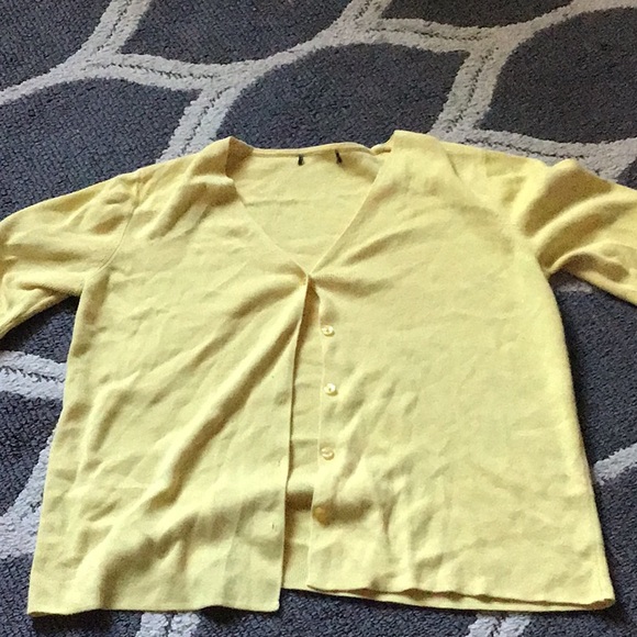 Yellow Short Sleeve Button Up Cardigan - Picture 1 of 3